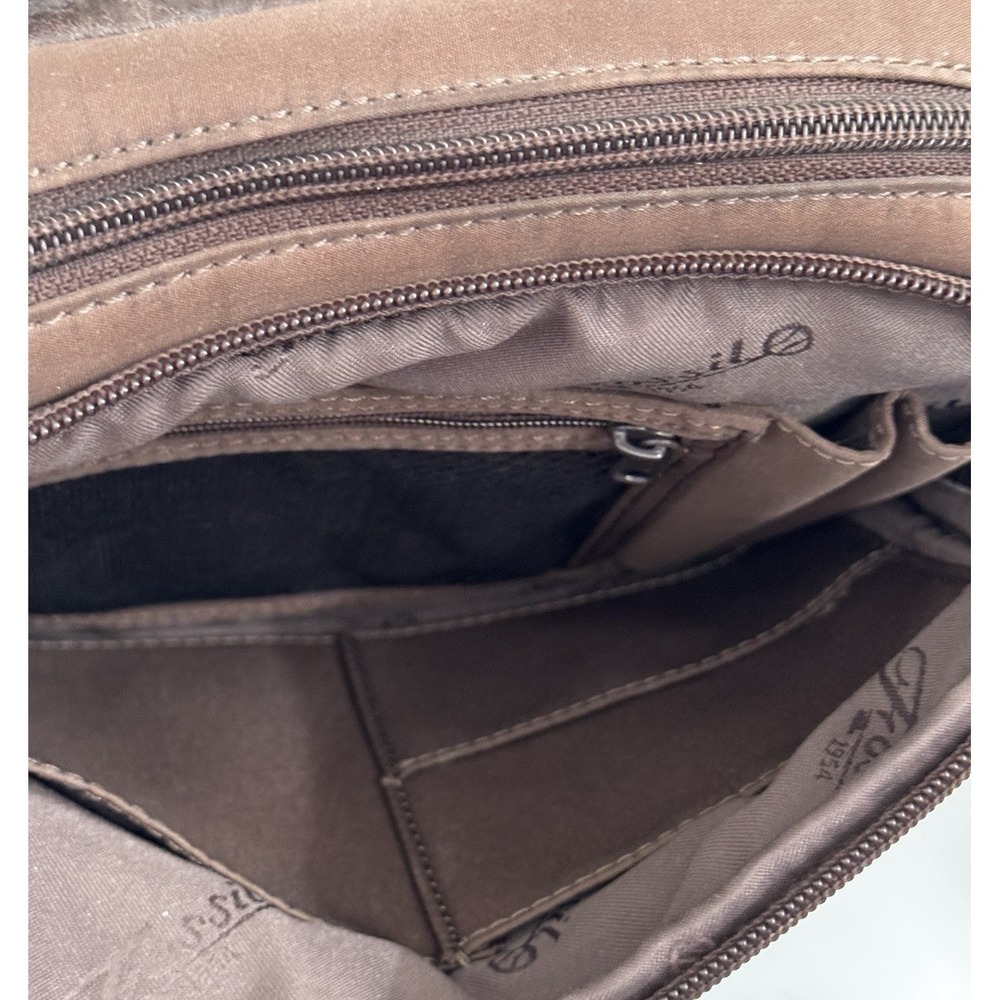 Fossil Leather Backpack/Purse Deep Brown 4 Outside Zipper Pockets Soft - Picture 4 of 8